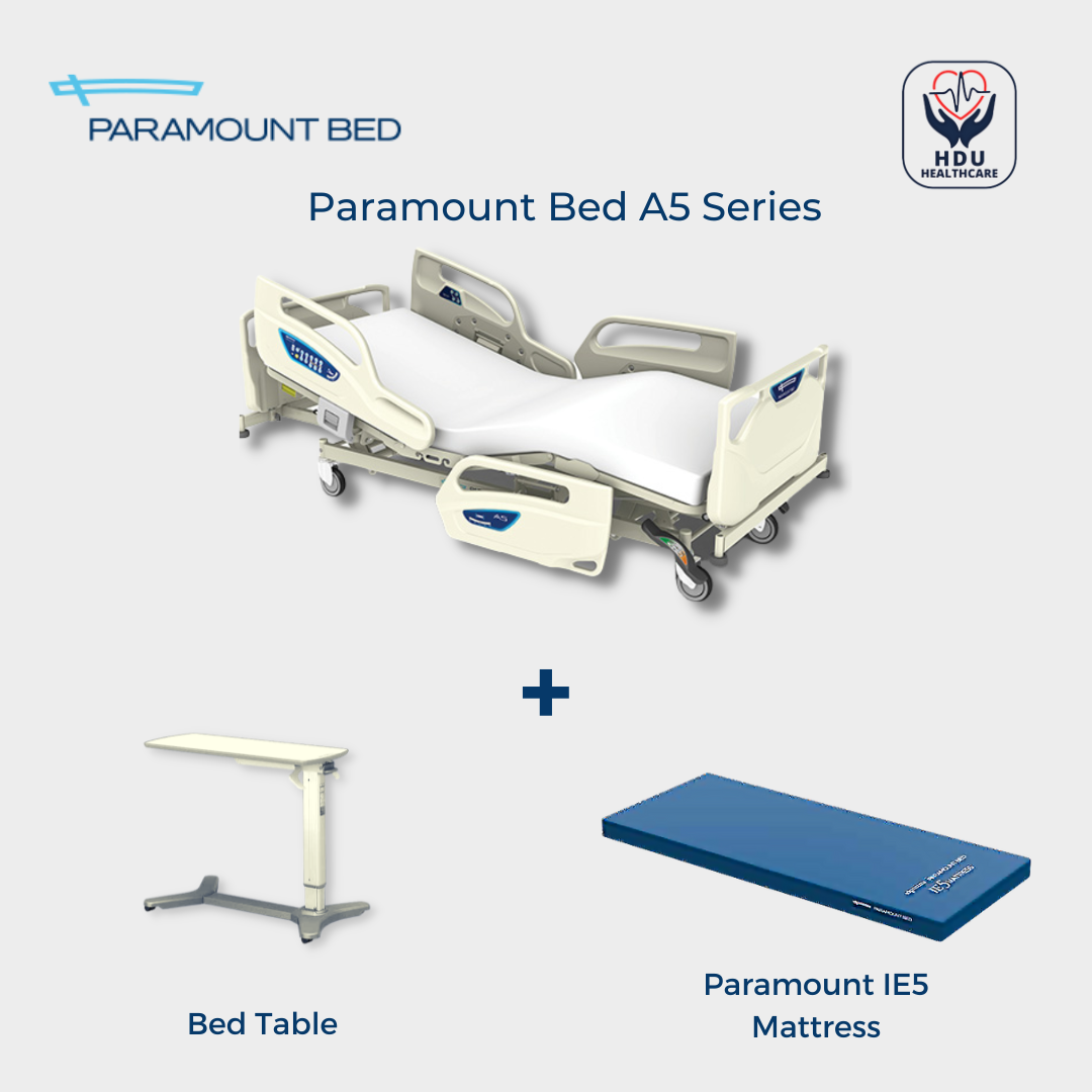 Paramount A5 Series + IE5 Mattress + Bed Side Table HDU Medical