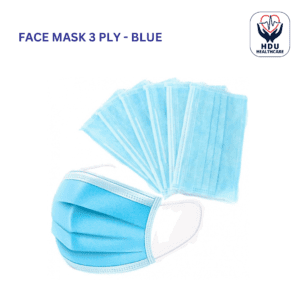 3 Ply Mask (Non Woven) with Elastic Ear Loop (Pack Of 100) - Blue