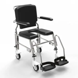 Arcatron Prime SAS100 Assistant Propelled Commode Wheelchair with 7-Level Height Adjustability, Swivel Armrests, and PU Cushions Supports up to 120 KG